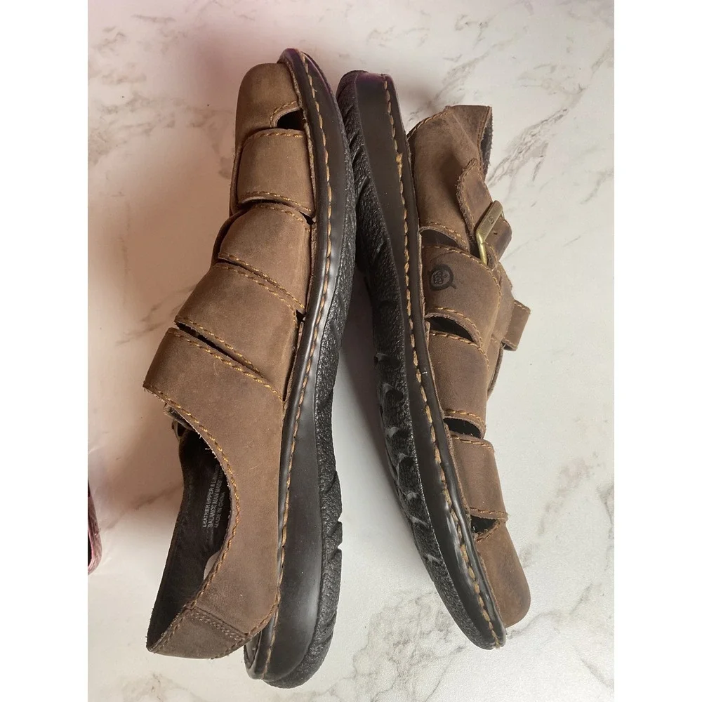 Born Colby Fisherman Sandals Mens 10 Brown Leather Caged Buckle H12722